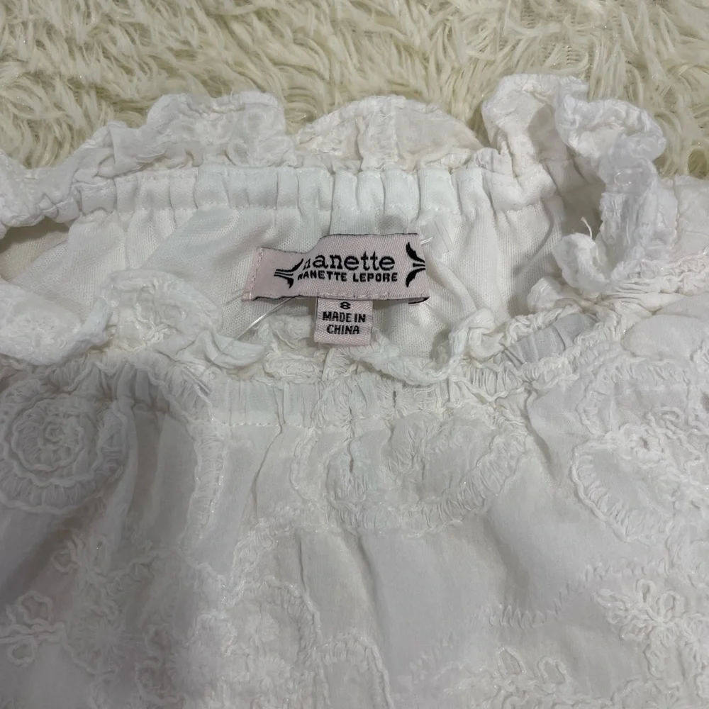 Nanette Lepore White A-Line Eyelet Skirt